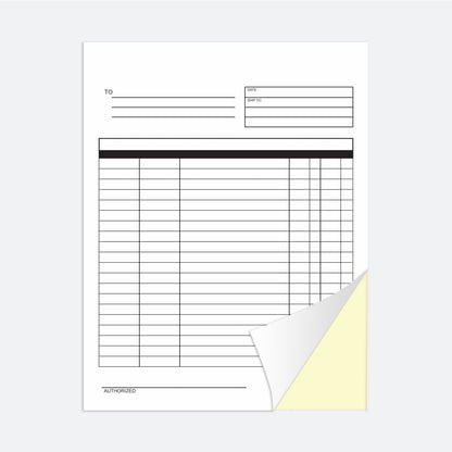 Blank two part form with fields for 'To', 'Date', and a grid for amounts on a white background.